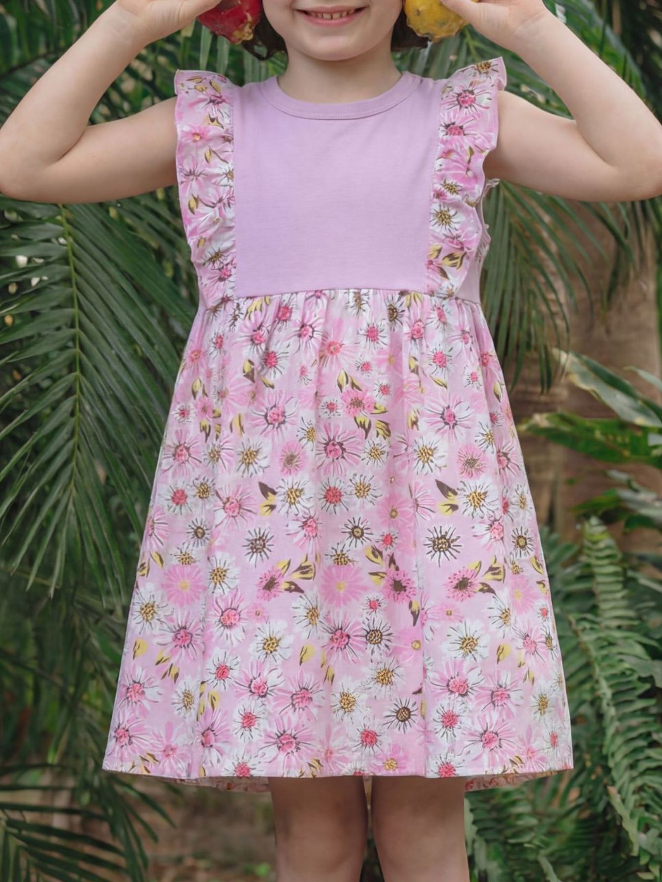 Children's Floral Ruffle Sleeve Dress 1
