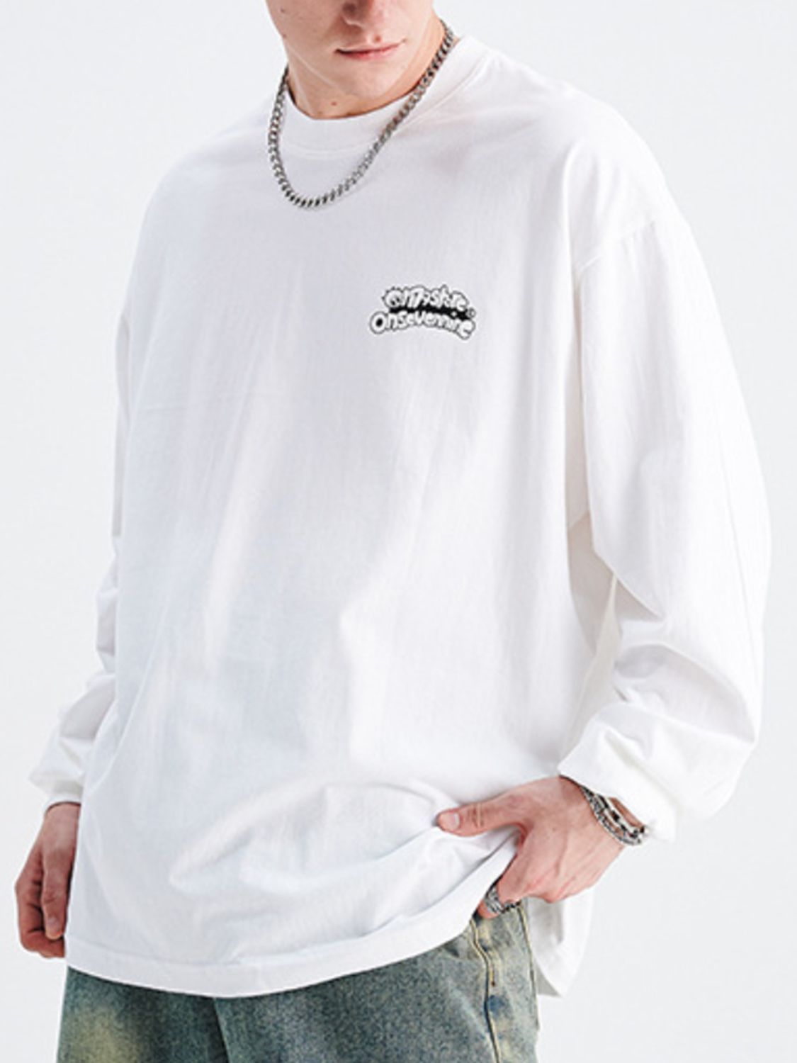 Men's Letter Round Neck Long Sleeve Sweatshirt