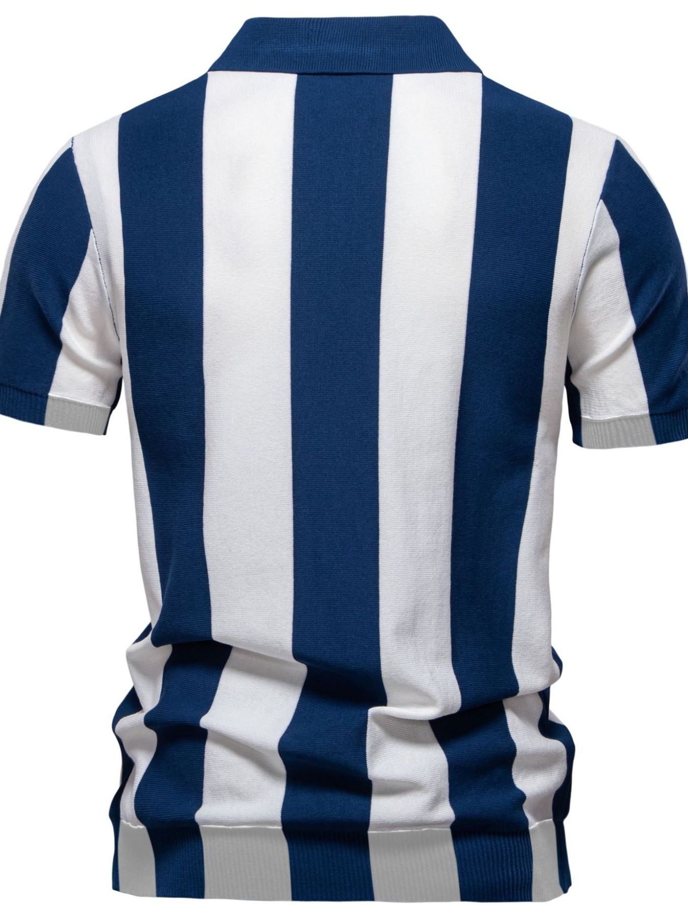 Men's Classic Striped Zip Collar Polo Shirt