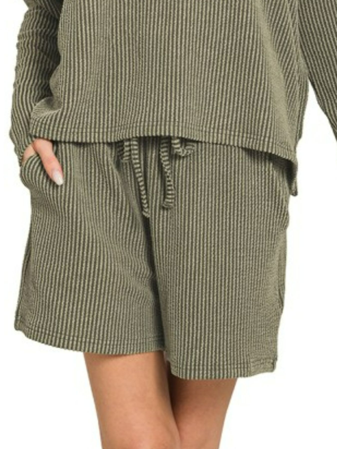 Corded Rib Long Sleeve Tee and Shorts Set