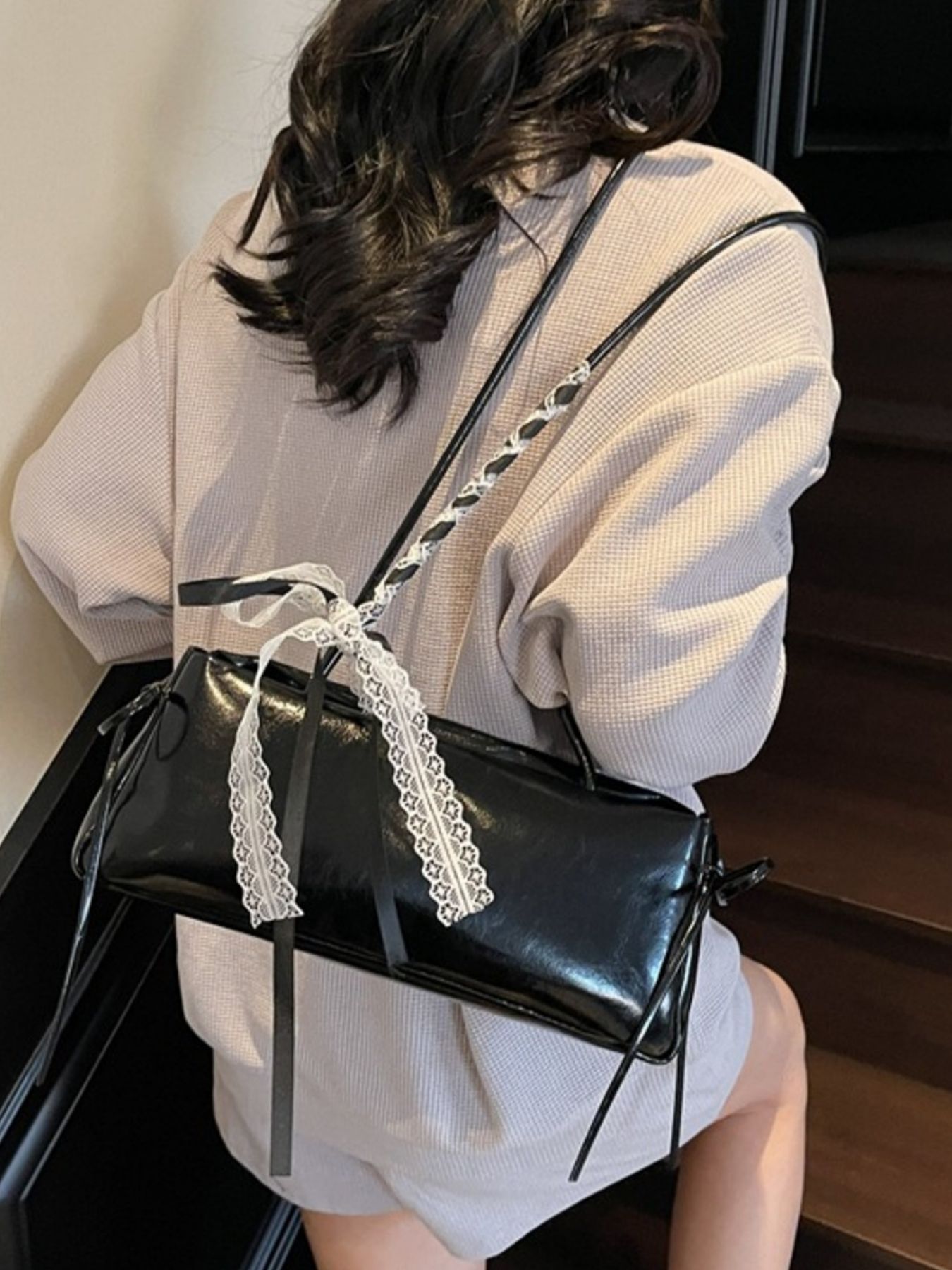 Lace Decor Shoulder Bag