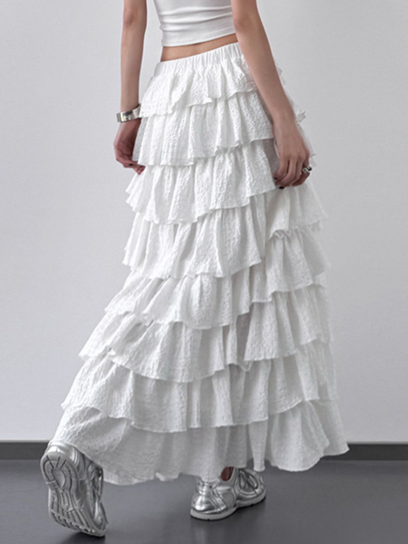 Ruffle Layered Maxi Skirt
