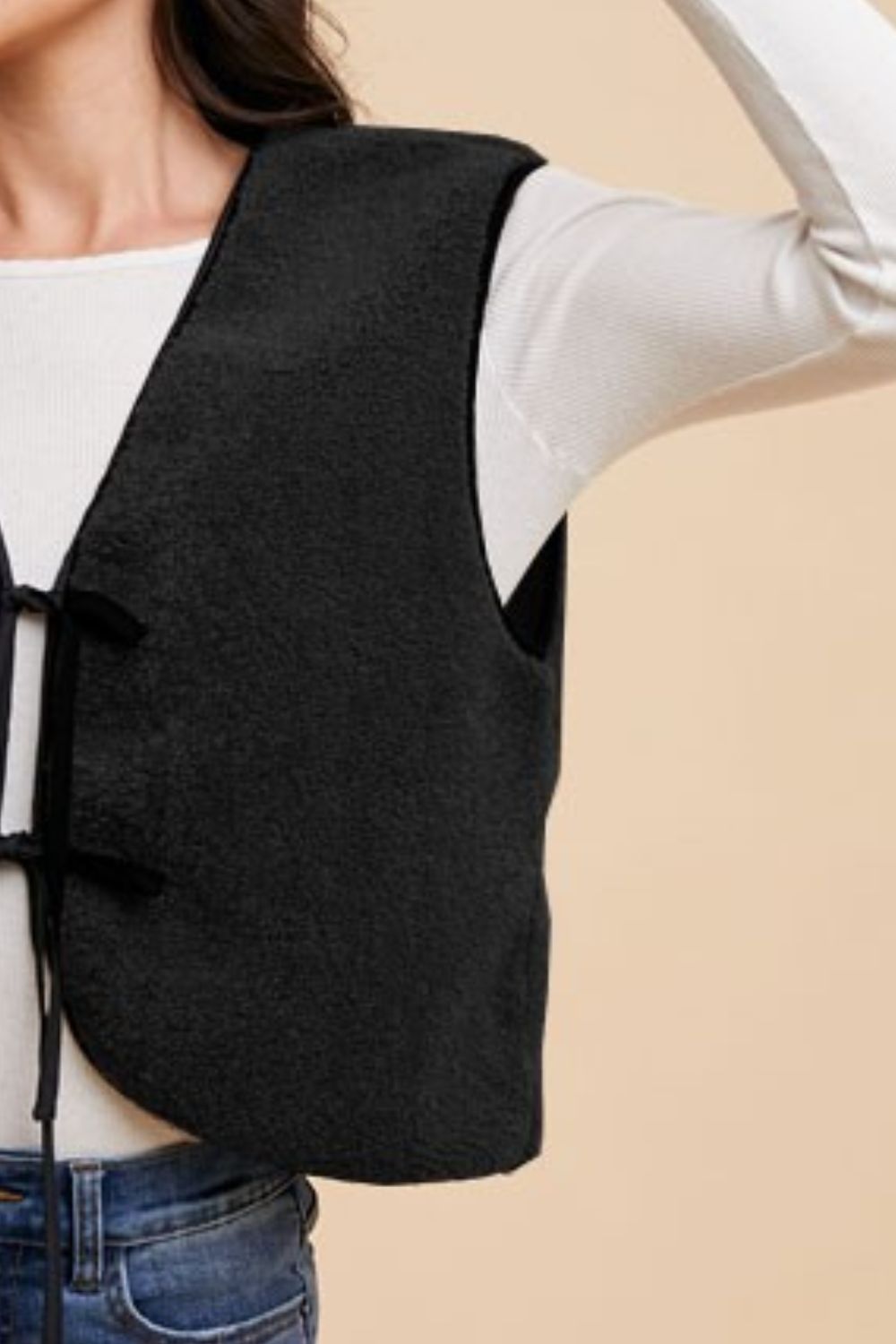 V-Neck Tie Detail Vest Coat