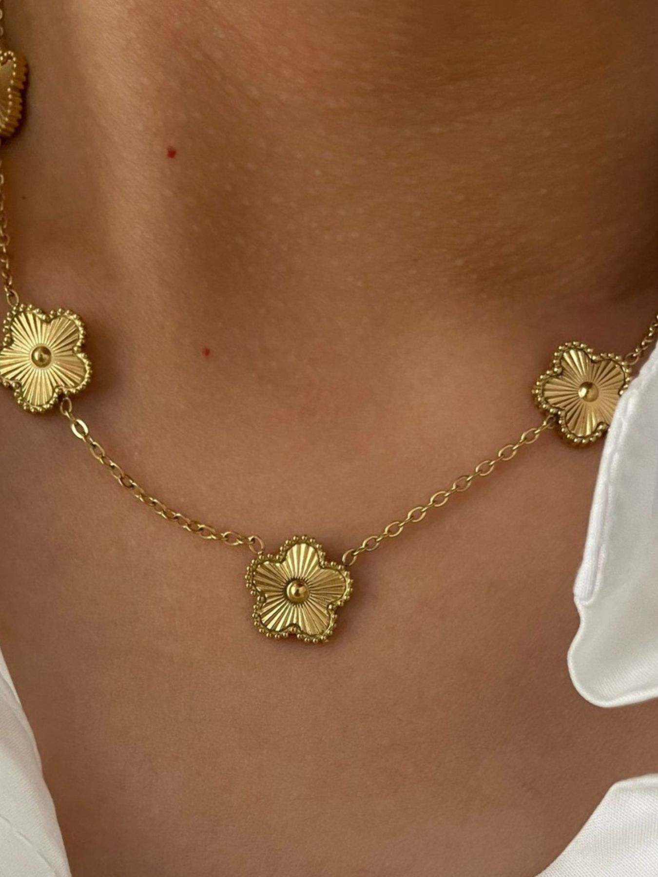 18K Gold-Plated Flower Chain Necklace