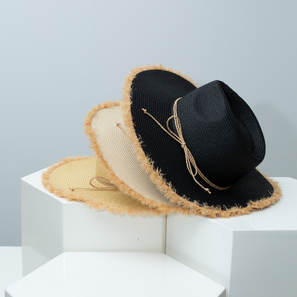 Frayed Brim Straw Hat 1