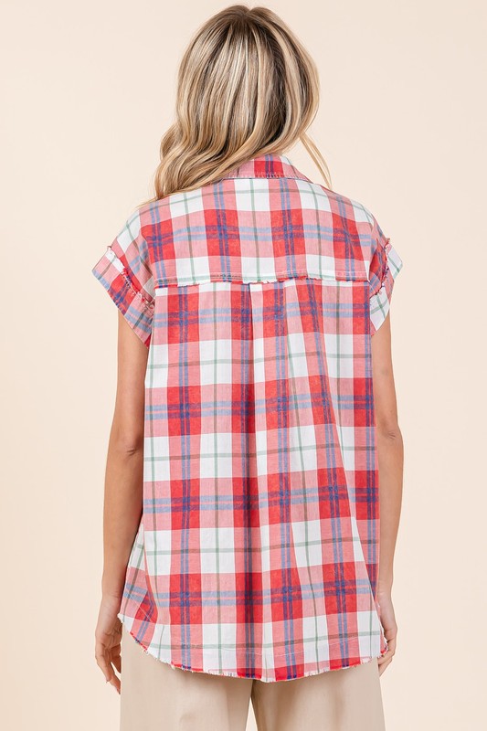 Mineral Wash Plaid Button Down Shirt