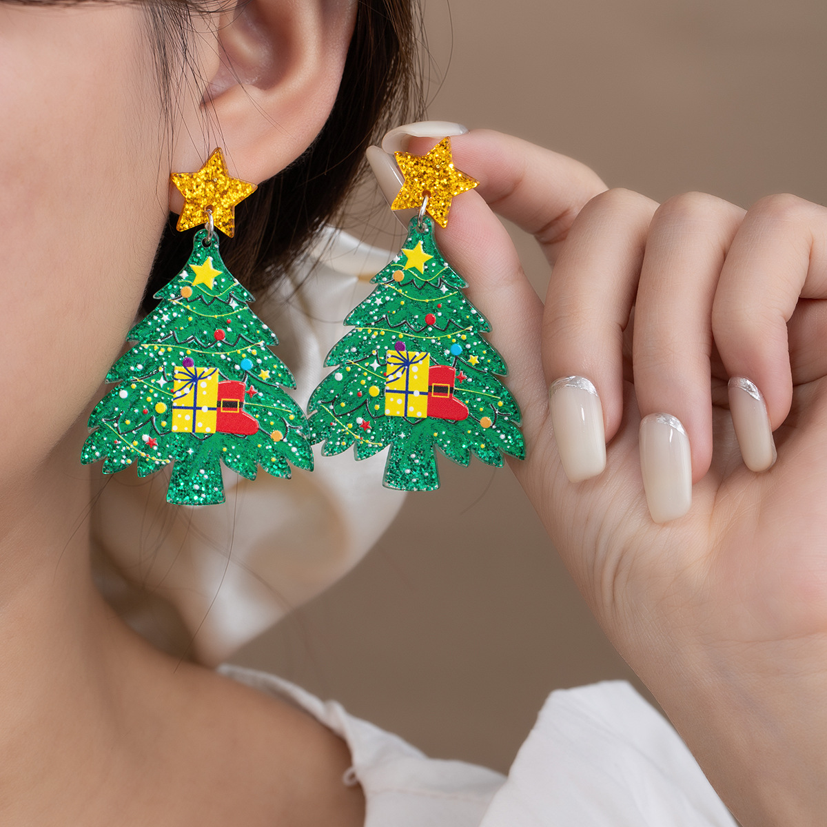 Acrylic Christmas Tree Earrings