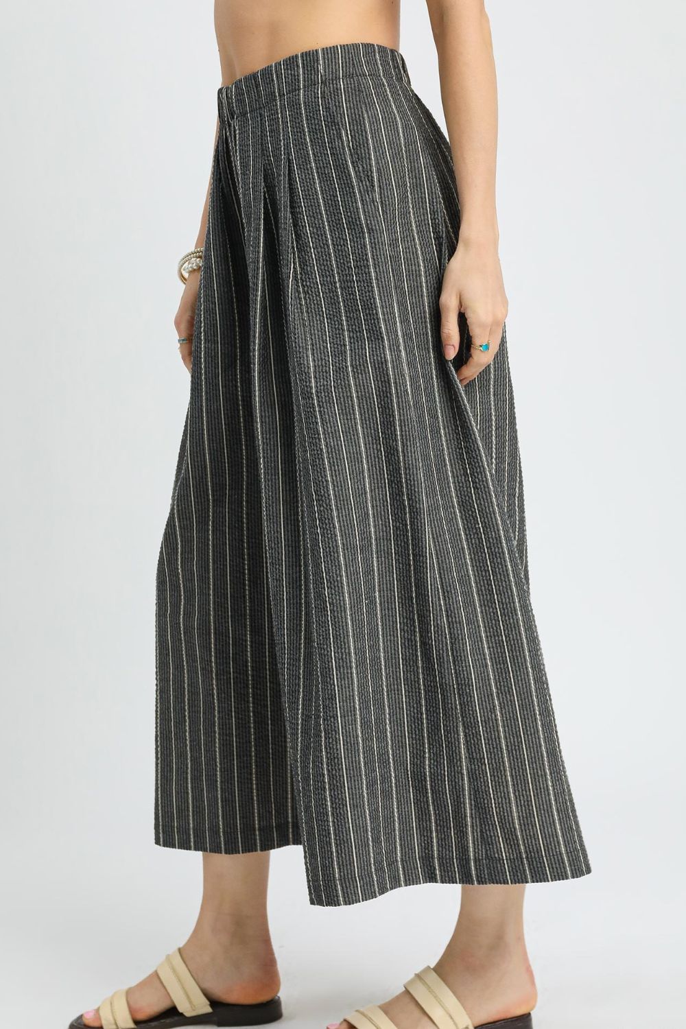 Umgee Pinstripe Crop Palazzo Pants