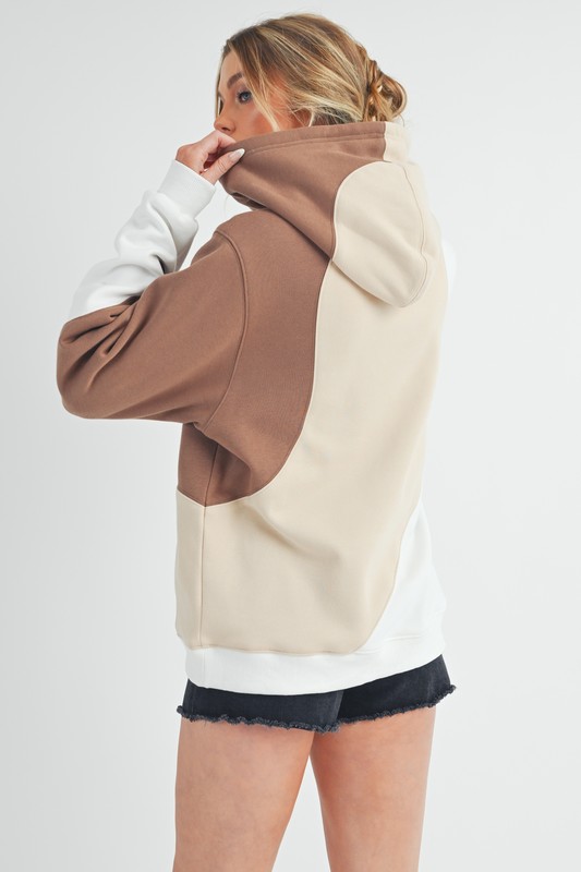 Color Block Hoodie with Kangaroo Pocket