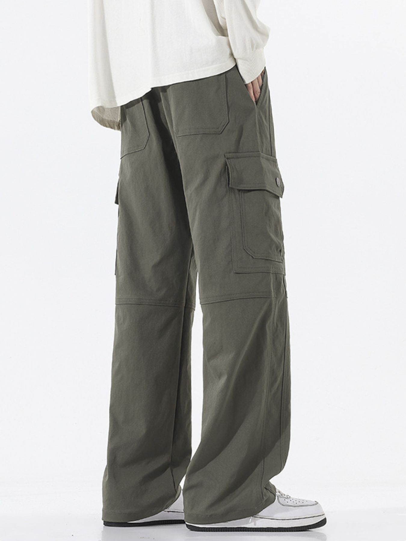 Men's Full Size Drawstring Cargo Wide Leg Pants Plus Size