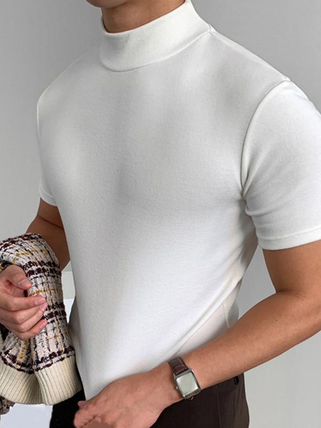 Men's Full Size Mock Neck Short Sleeve T-Shirt Plus Size