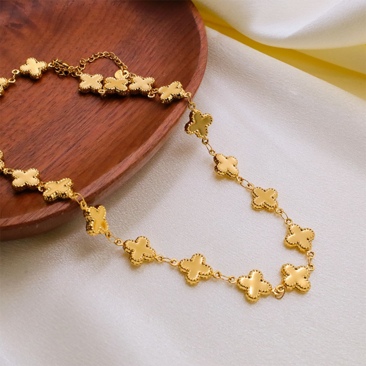 18K Gold-Plated Clover Charm Necklace