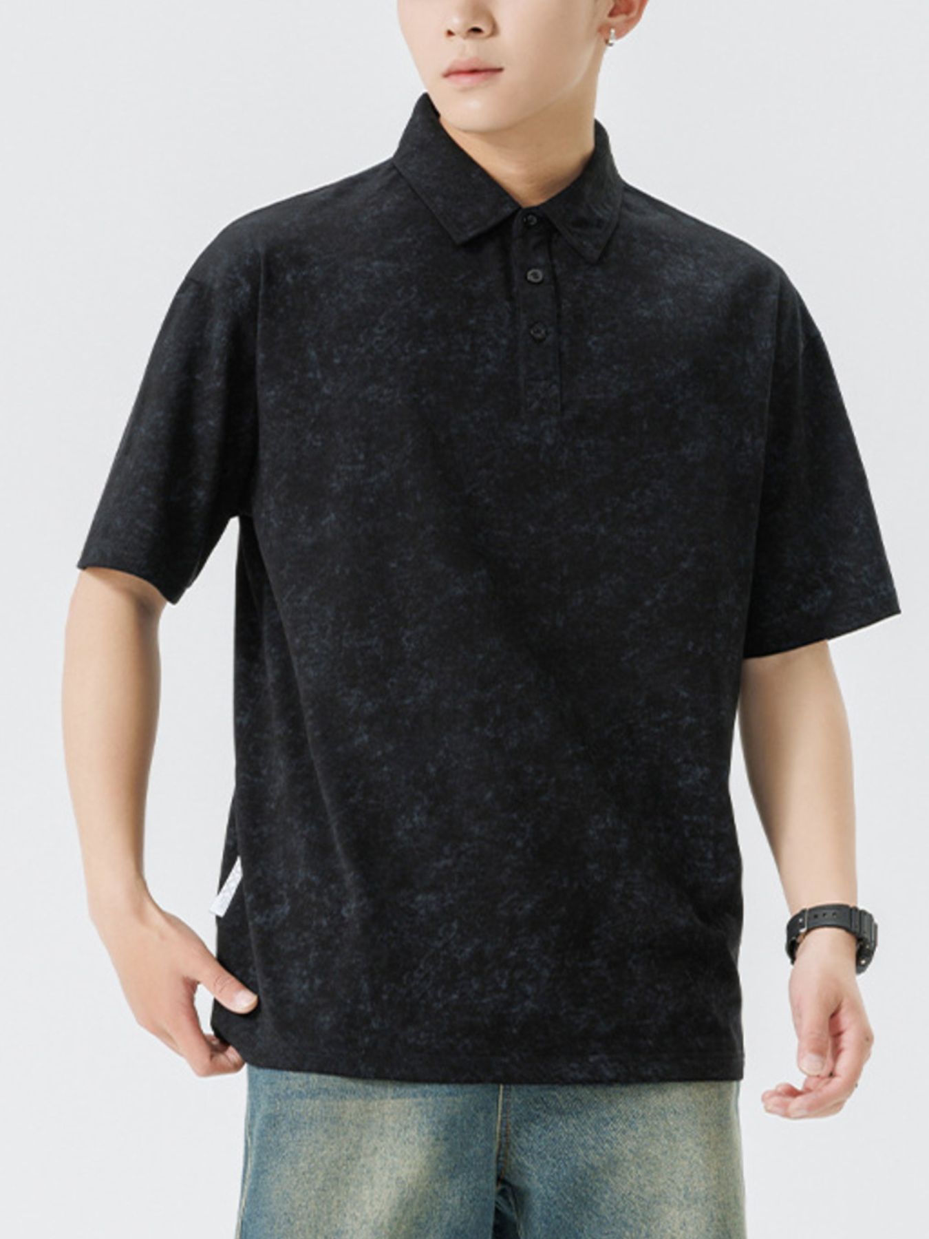 Men's Plus Size Button Detail Short Sleeve Polo