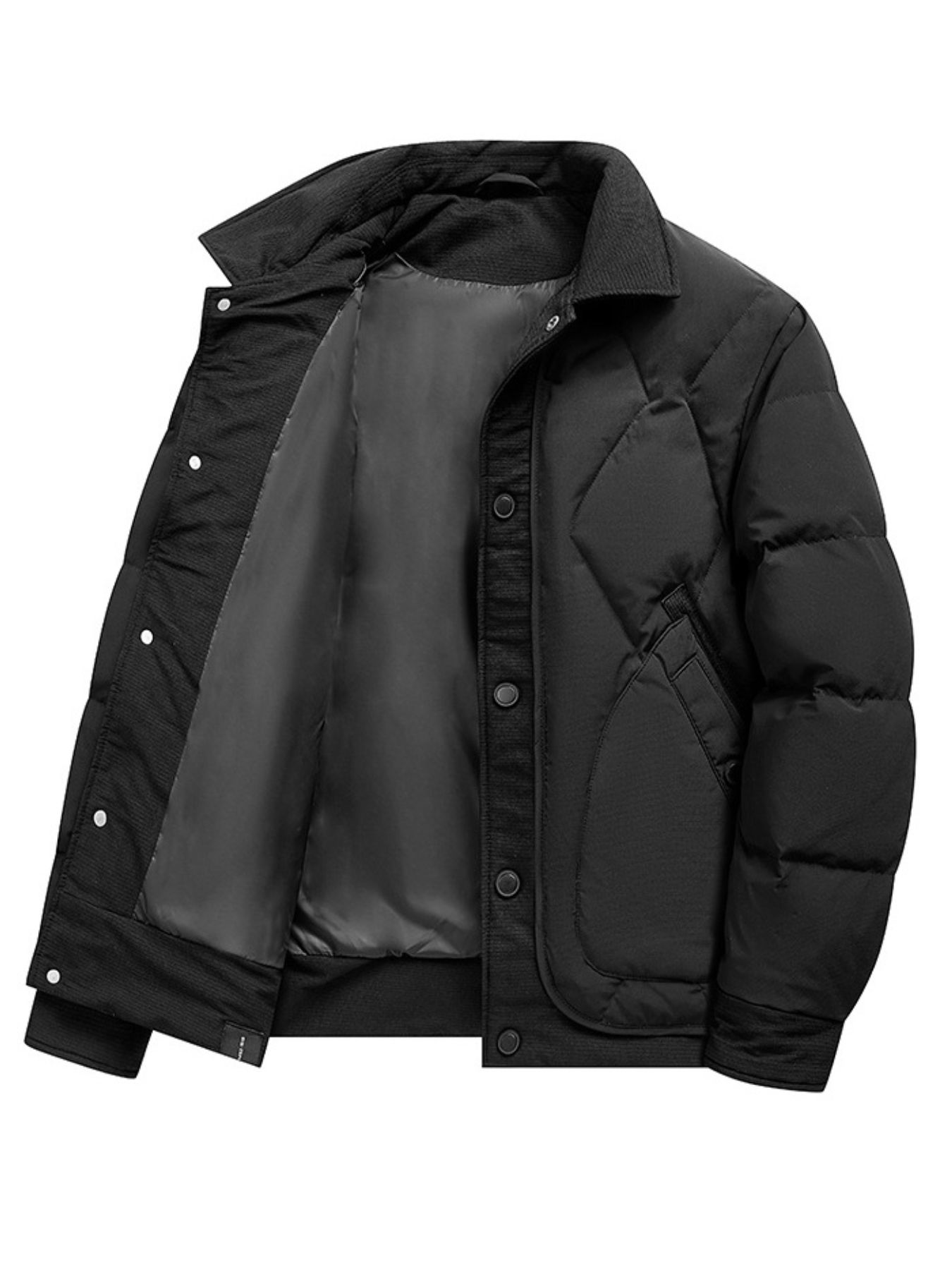 Men's Plus Size Quilted Snap-Down Padded Coat