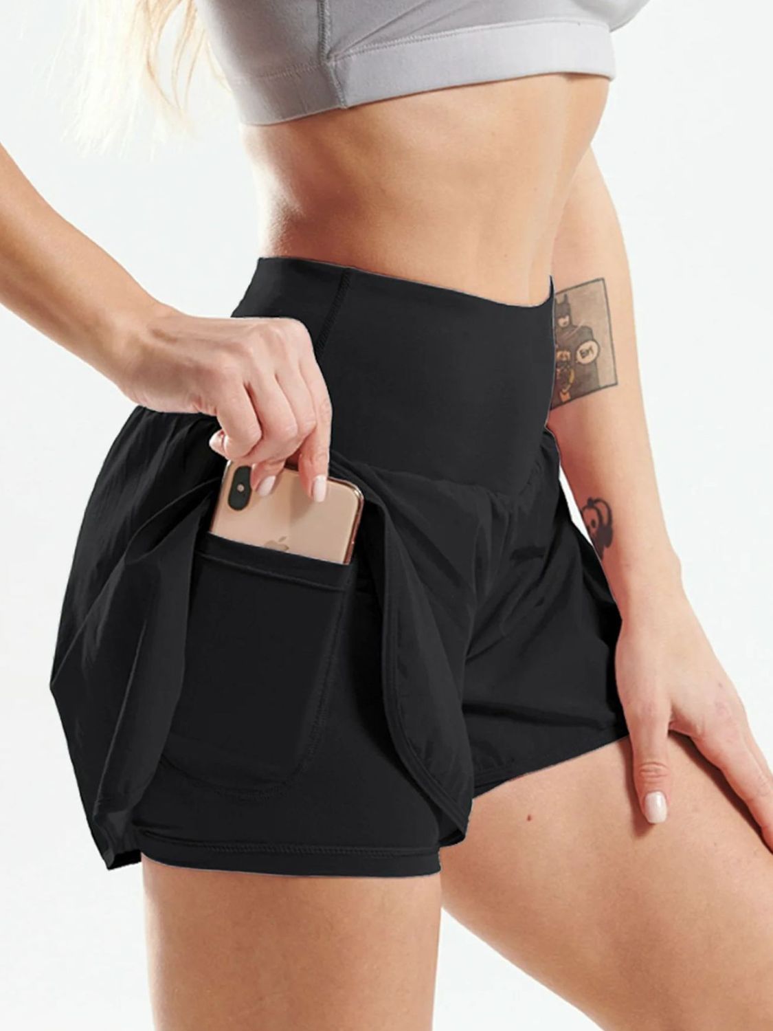 Pocketed High Waist Active Shorts