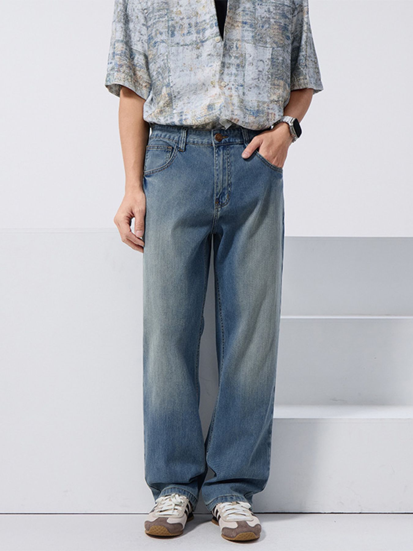 Men's Vintage Wash Loose Fit Jeans