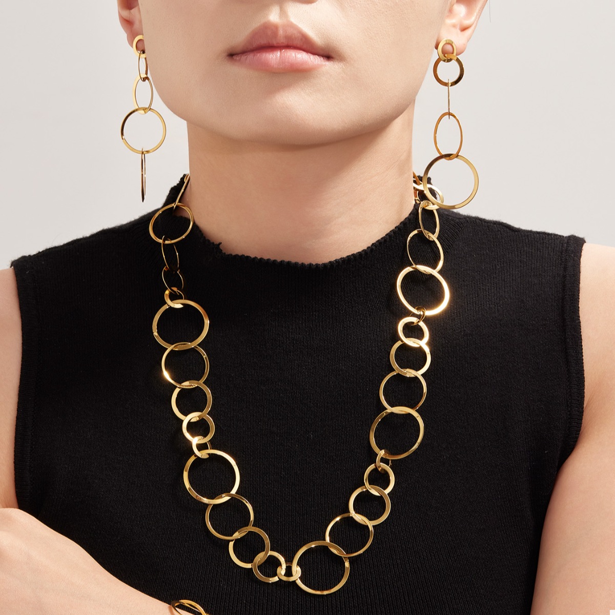 18K Gold-Plated Chain Link Statement Necklace