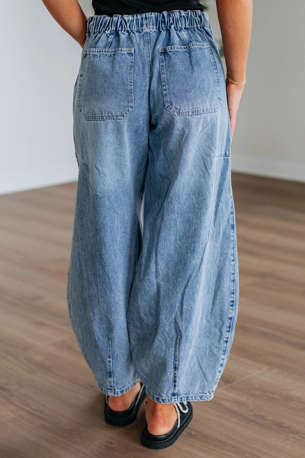 Wide Leg Drawstring Jeans
