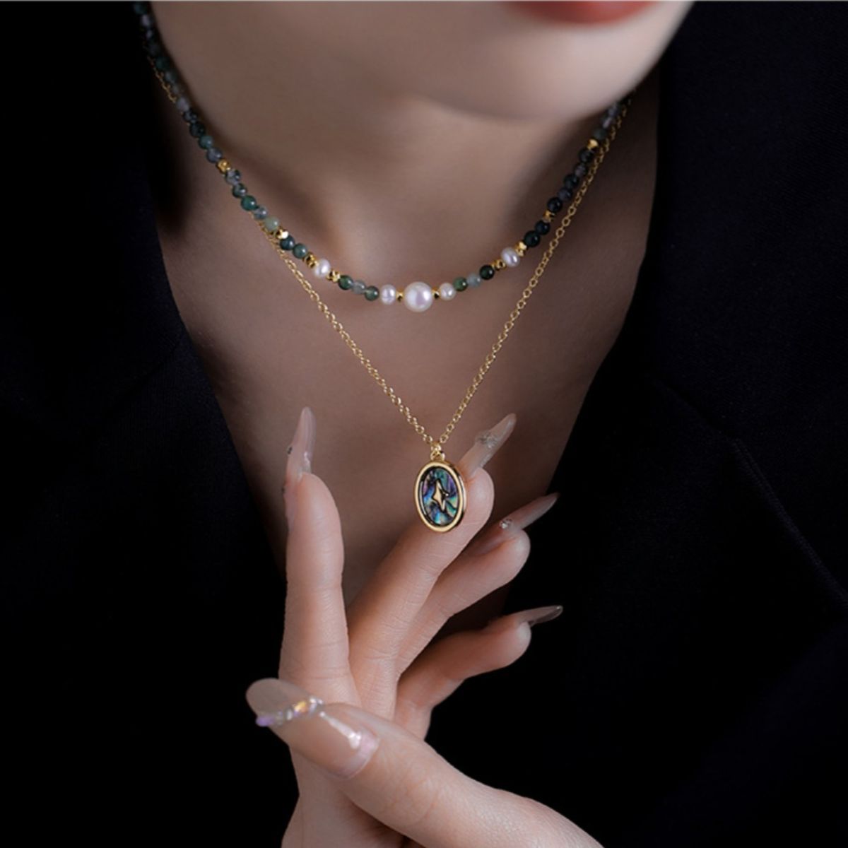 2 Piece Freshwater Pearl 18K Gold-Plated Pendant Necklace