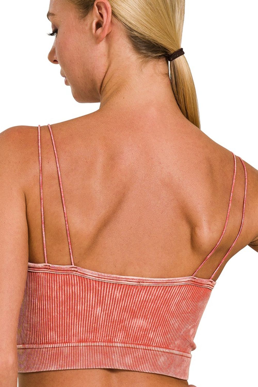 Washed Ribbed Seamless Double Strap Brami