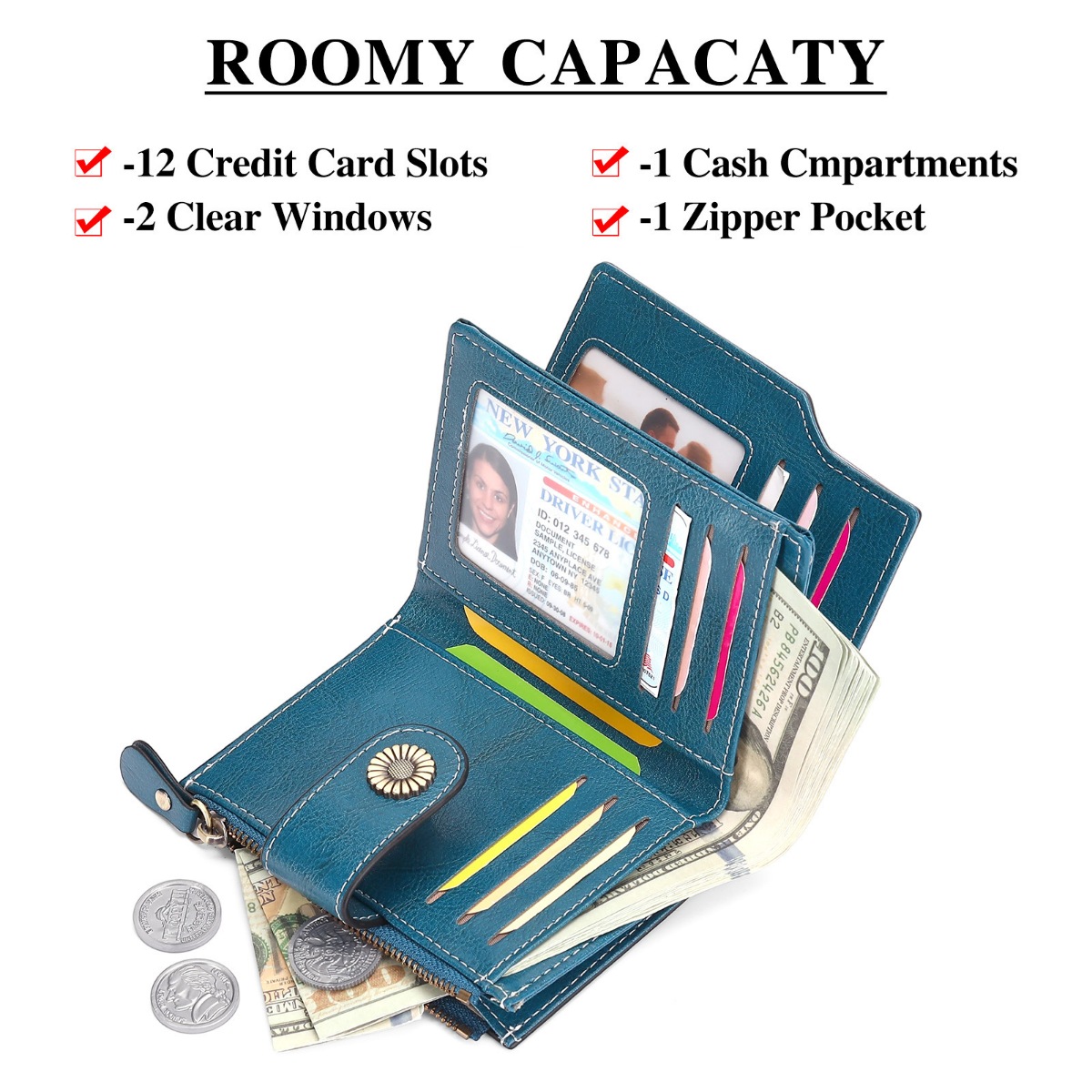 Vintage Style Leather Bifold Wallet