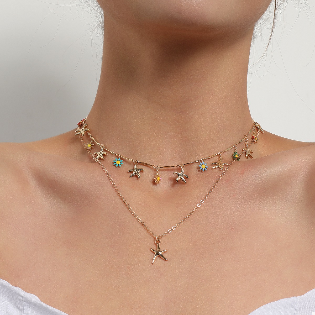 Starfish Charm Double Layered Necklace