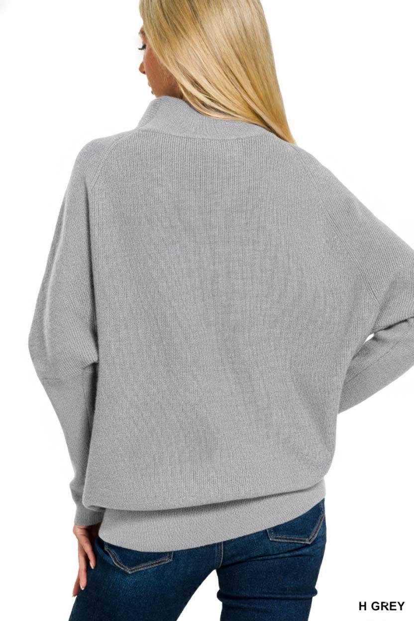 Viscose Dolman Sleeve Mock Neck Sweater
