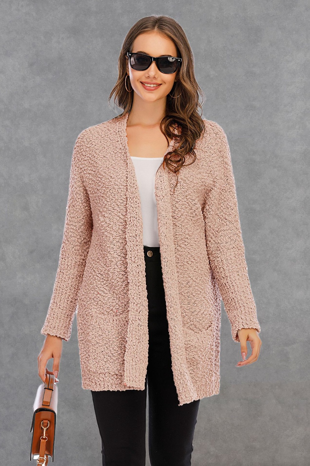 Angel Wings Pocketed Open Front Long Sleeve Cardigan view 4