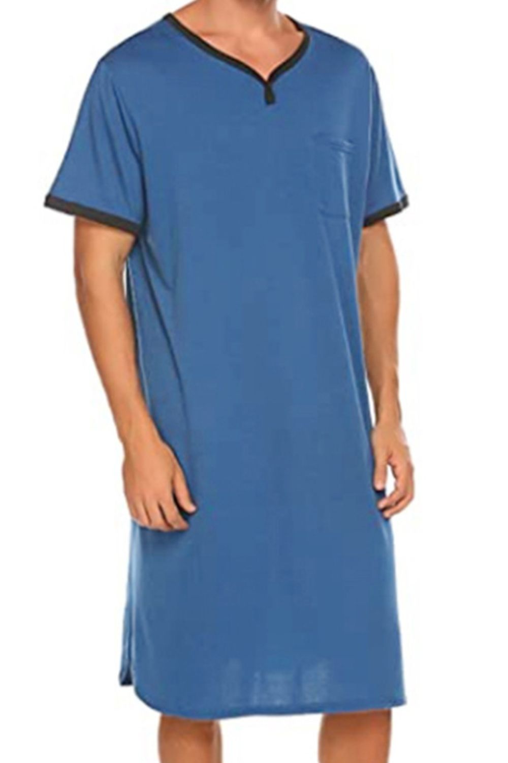 Men's Plus Size Contrast Trim Short Sleeve Lounge Tee Dress