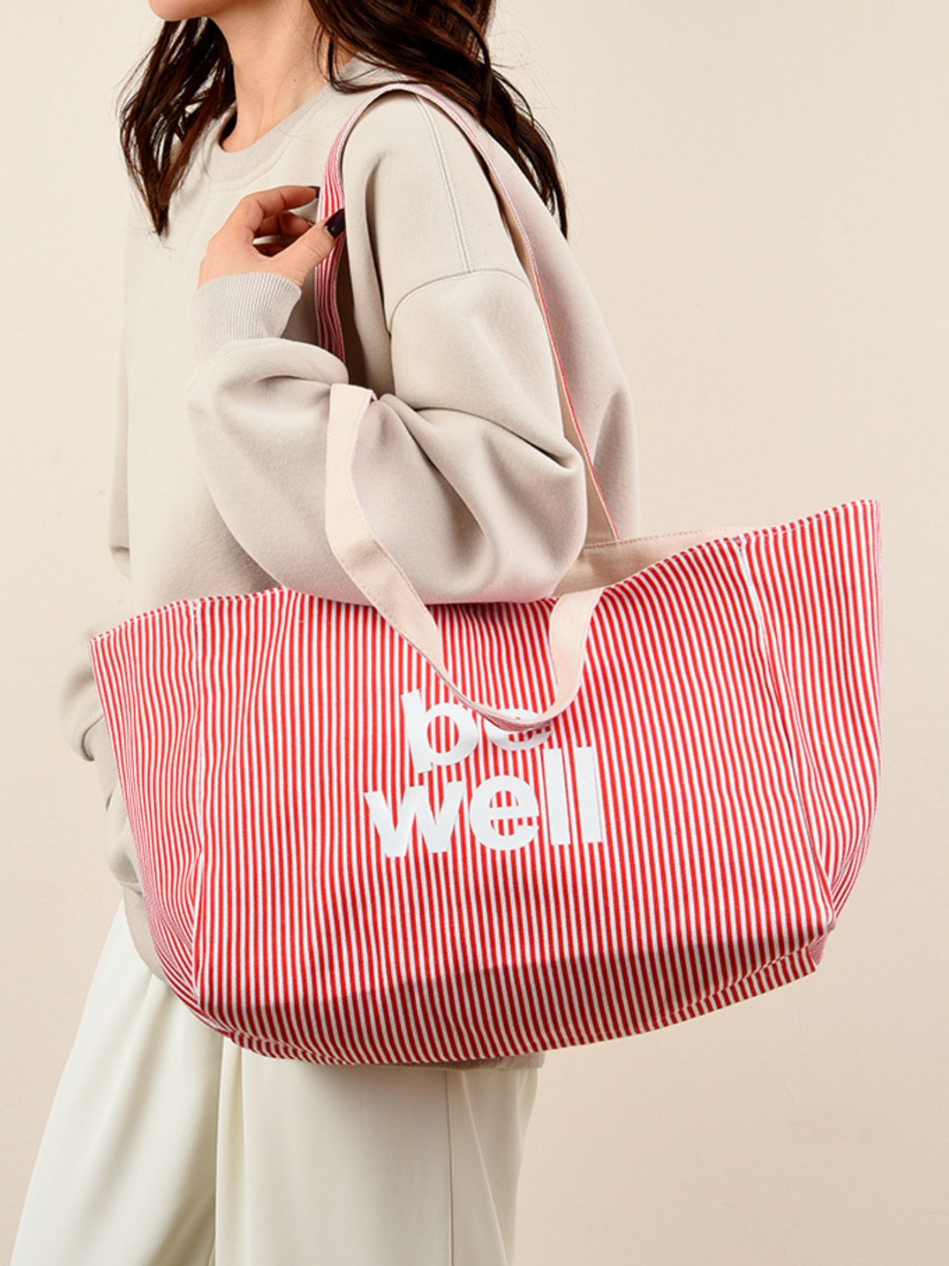 Striped Canvas Duffel Bag