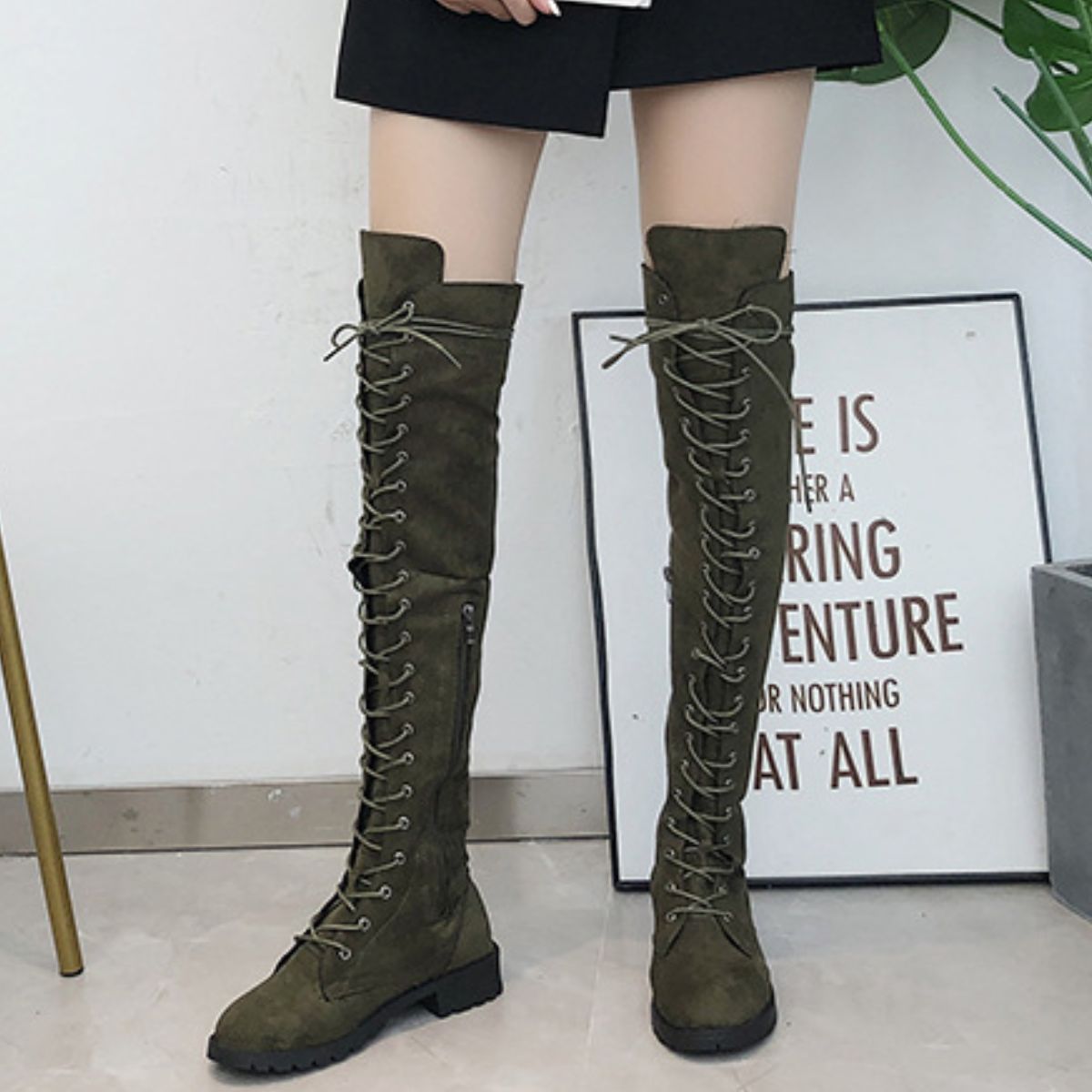 Lace-Up Over-the-Knee Boots