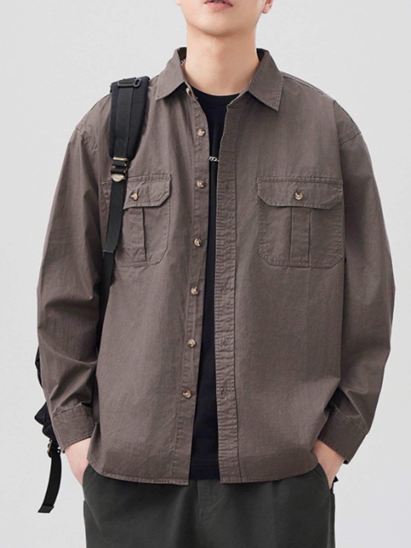 Men's Plus Size Button Up Long Sleeve Shirt