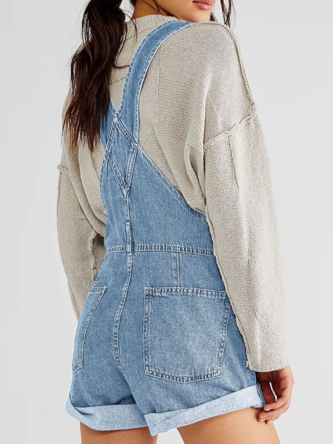 Pocketed Square Neck Wide Strap Denim Overalls