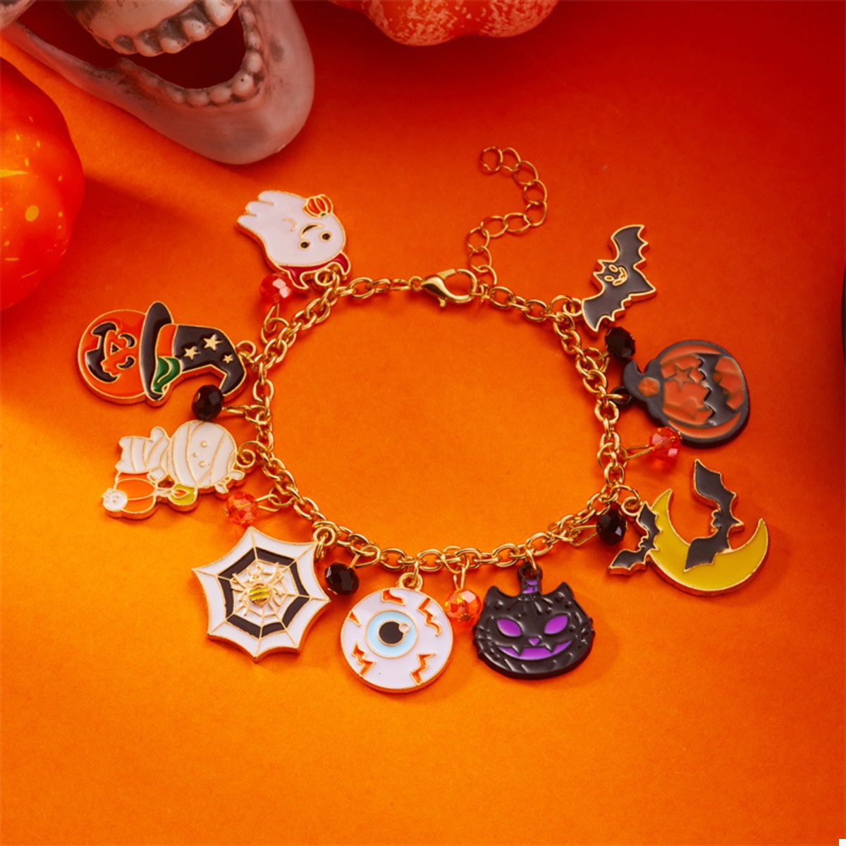 18K Gold-Plated Halloween Charm Bracelet