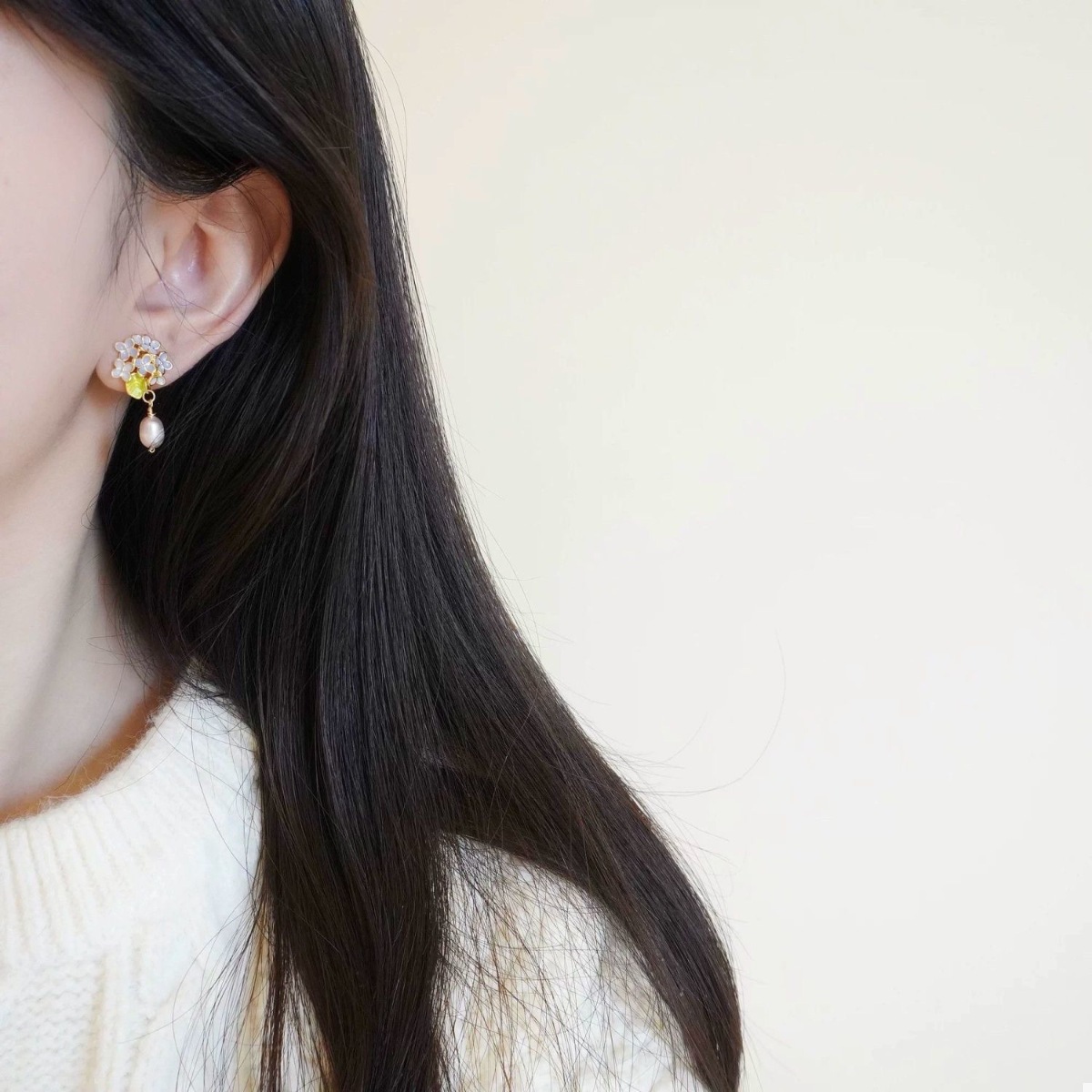 Flower Pearl Drop Earrings