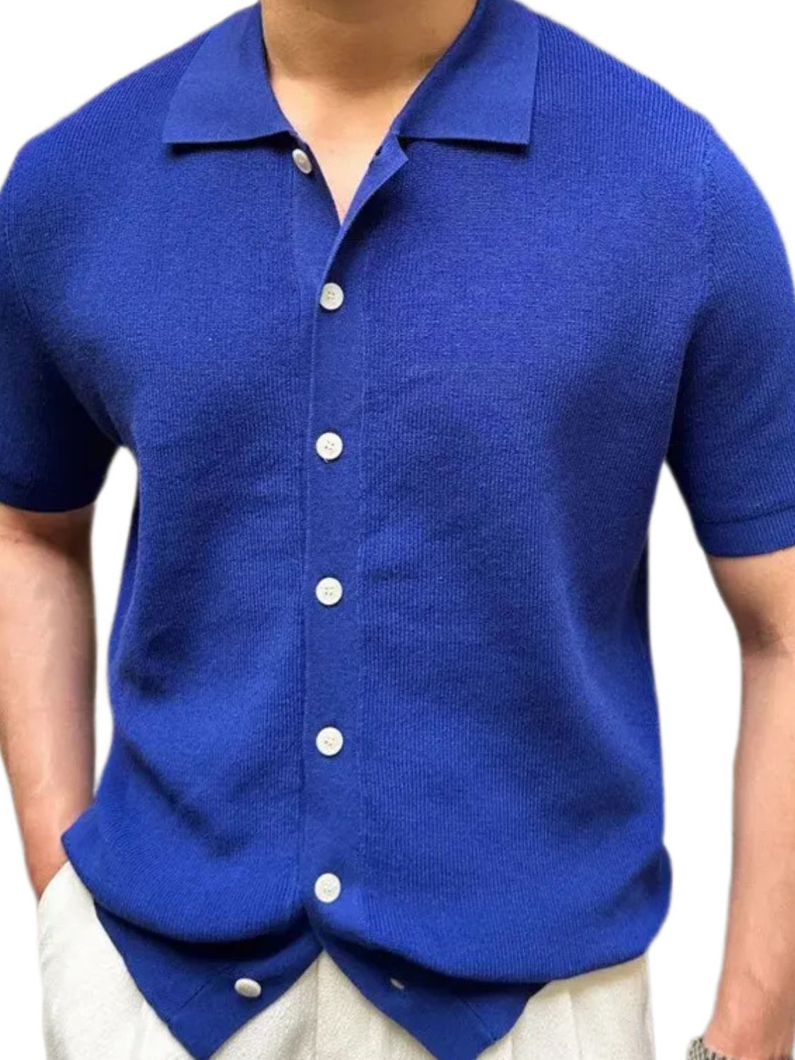 Men's Button Down Short Sleeve Knit Shirt