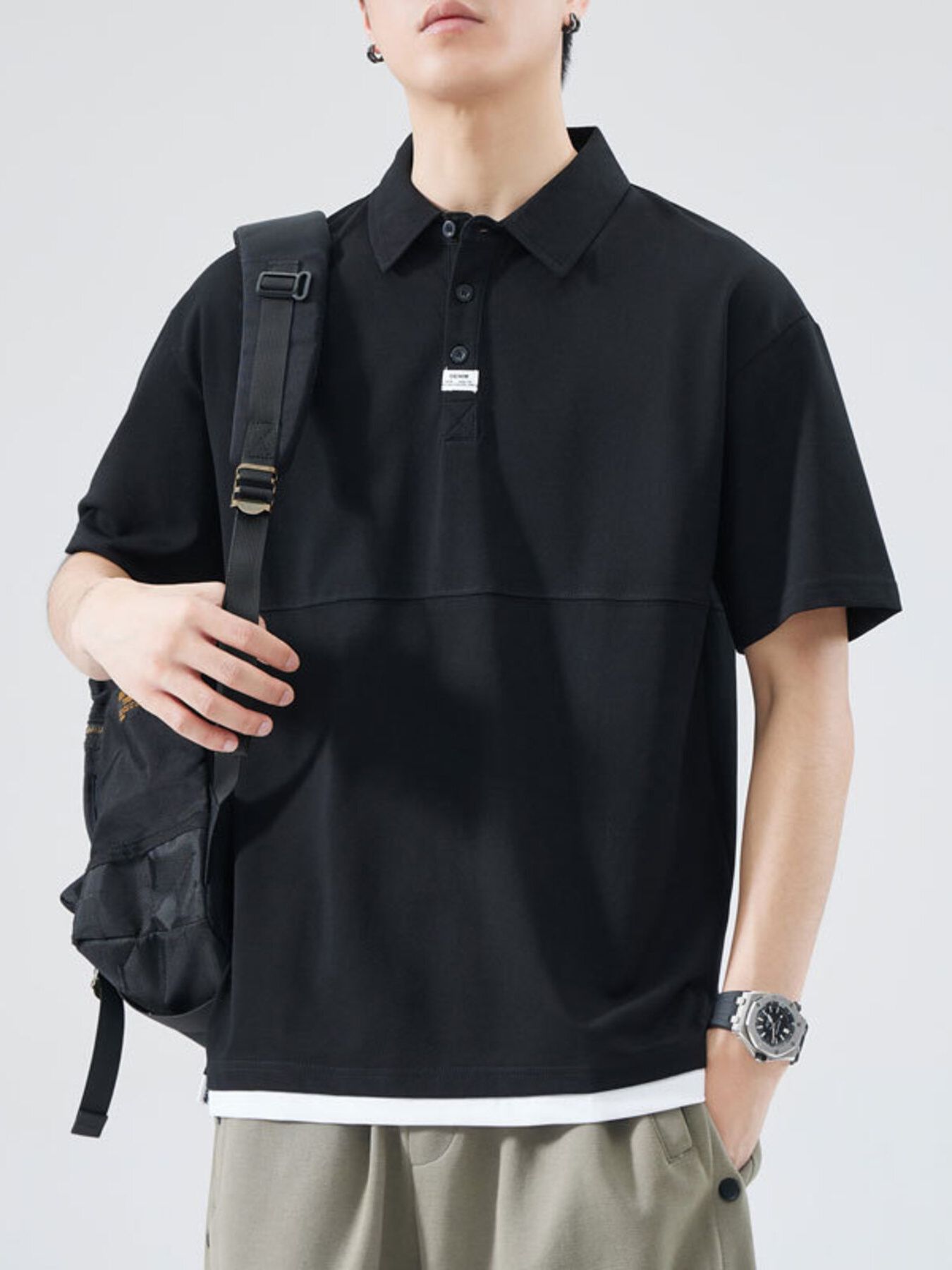 Men's Plus Size Button Detail Short Sleeve Polo