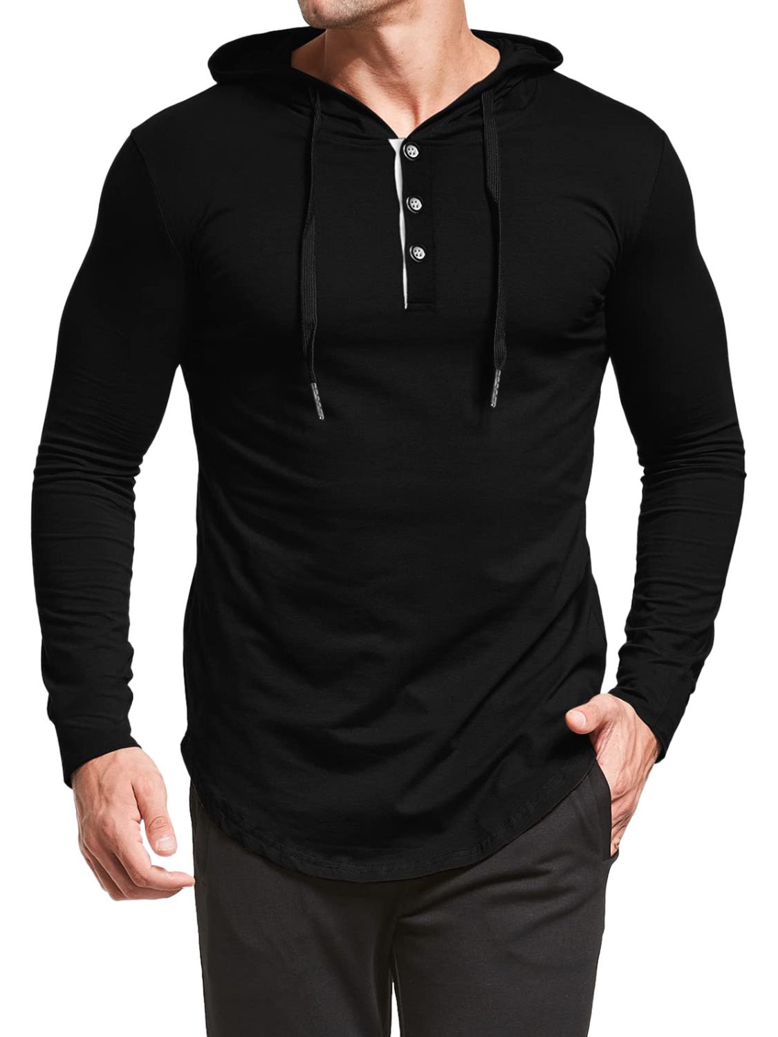 Men's Plus Size Drawstring Long Sleeve Hoodie