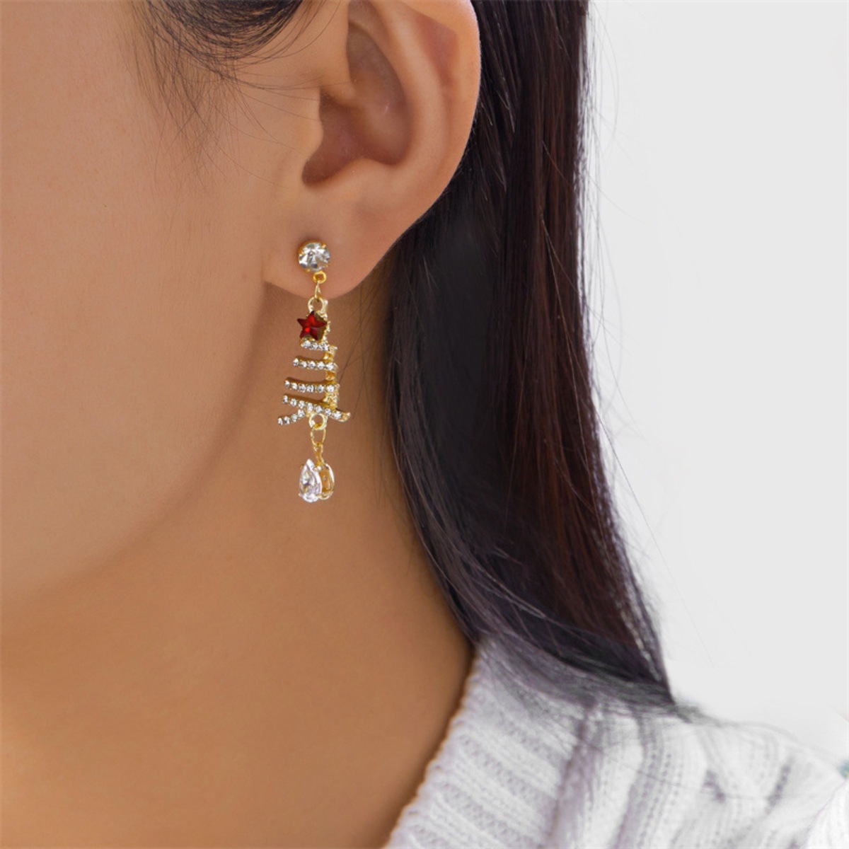 18K Gold-Plated Christmas Tree Earrings