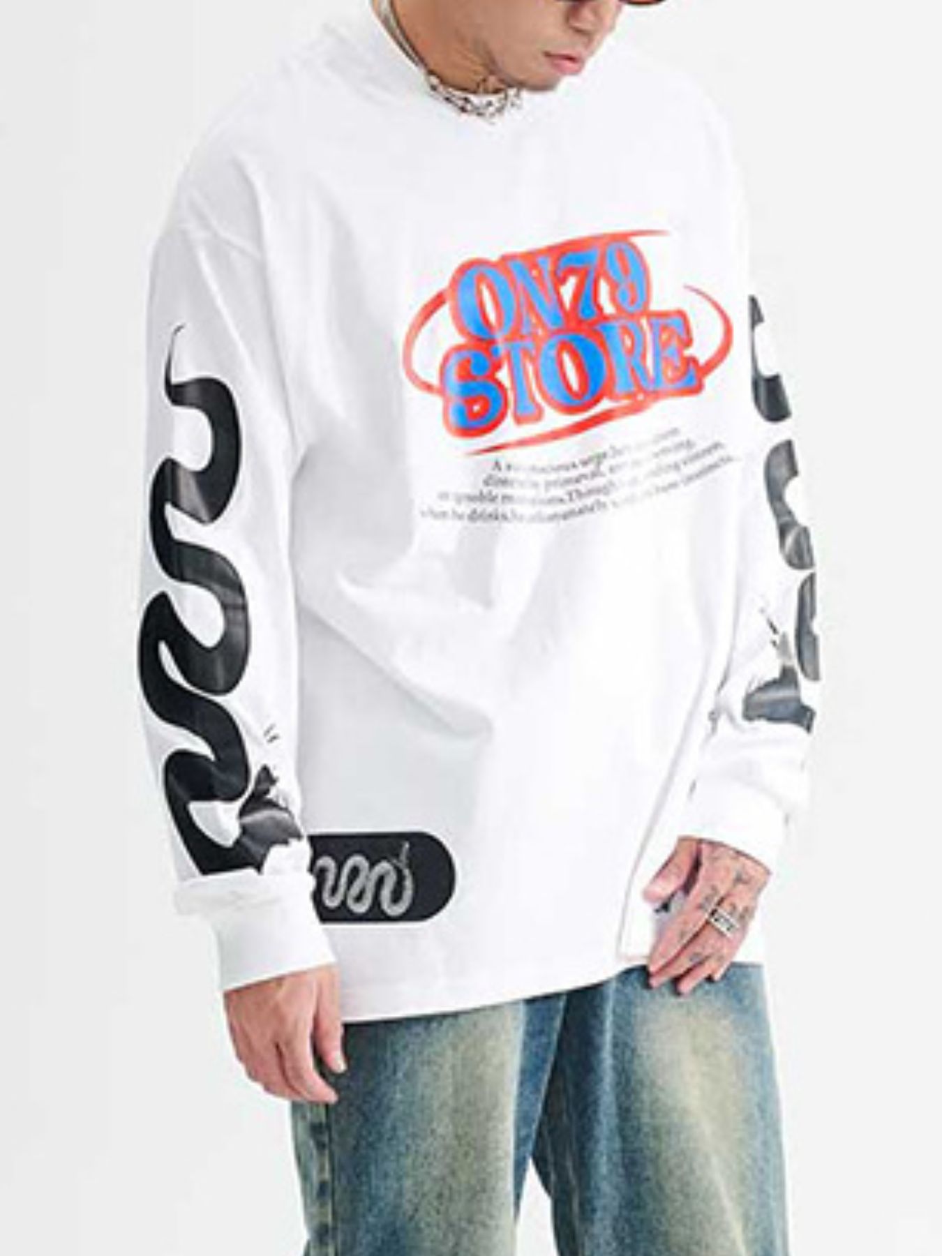 Men's Letter Round Neck Long Sleeve T-Shirt