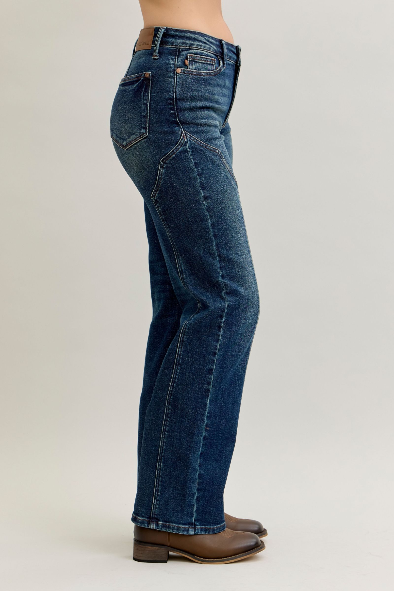 Full Size Seam Detail Straight Leg Jeans Plus Size
