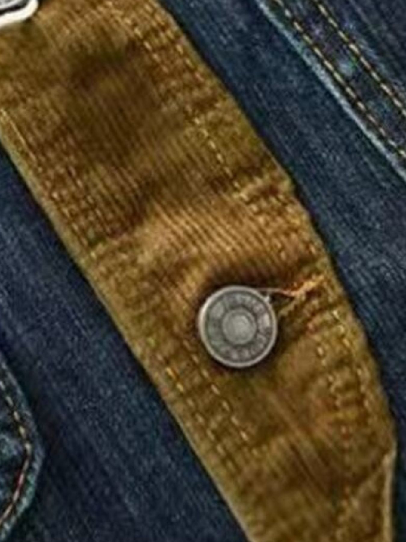 Men's Plus Size Vintage Corduroy Collar Denim Jacket