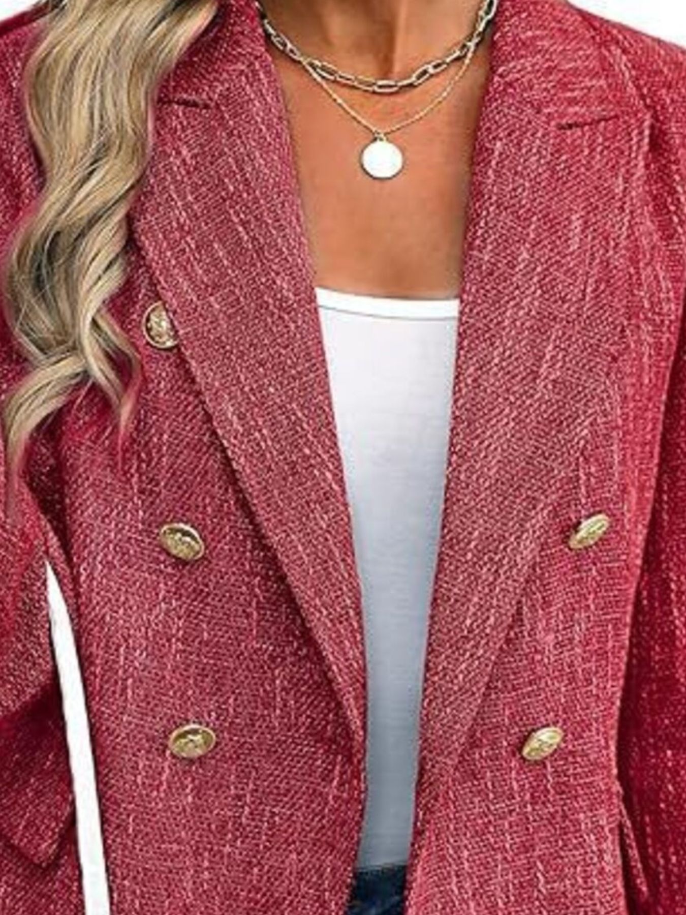 Double-Breasted Lapel Collar Blazer