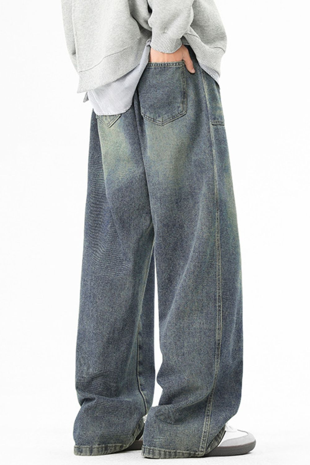 Men's Full Size Wide Leg Vintage Wash Jeans Plus Size