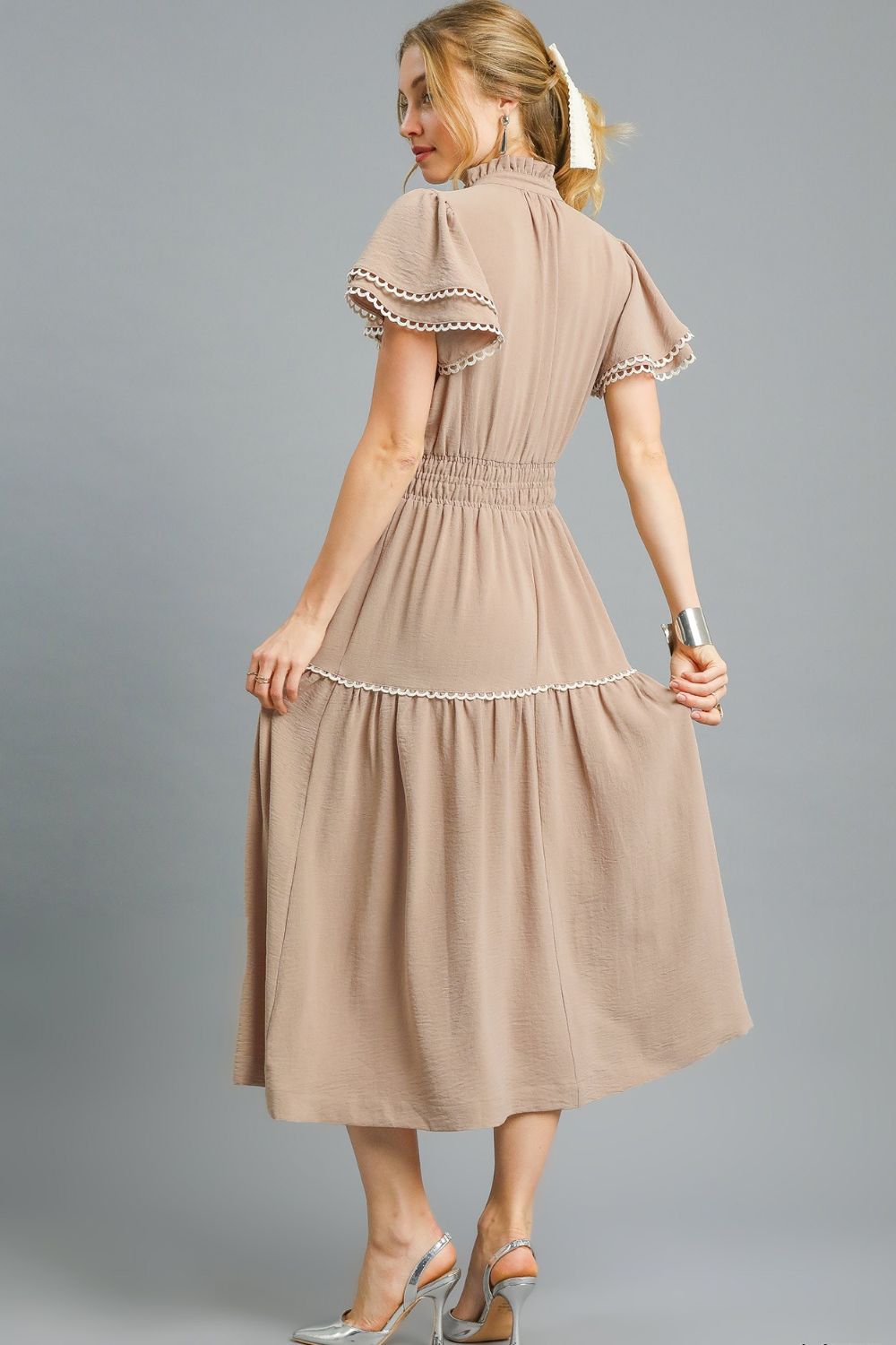 Umgee Tiered Flutter Sleeve Midi Dress