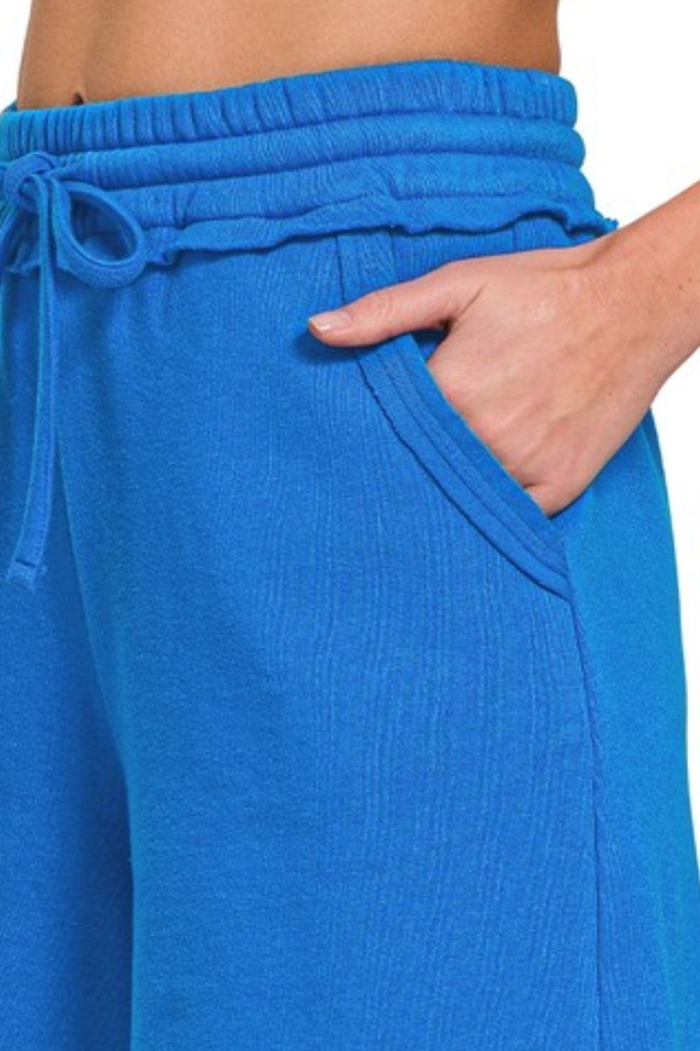 Fleece Raw Hem Shorts With Draw String