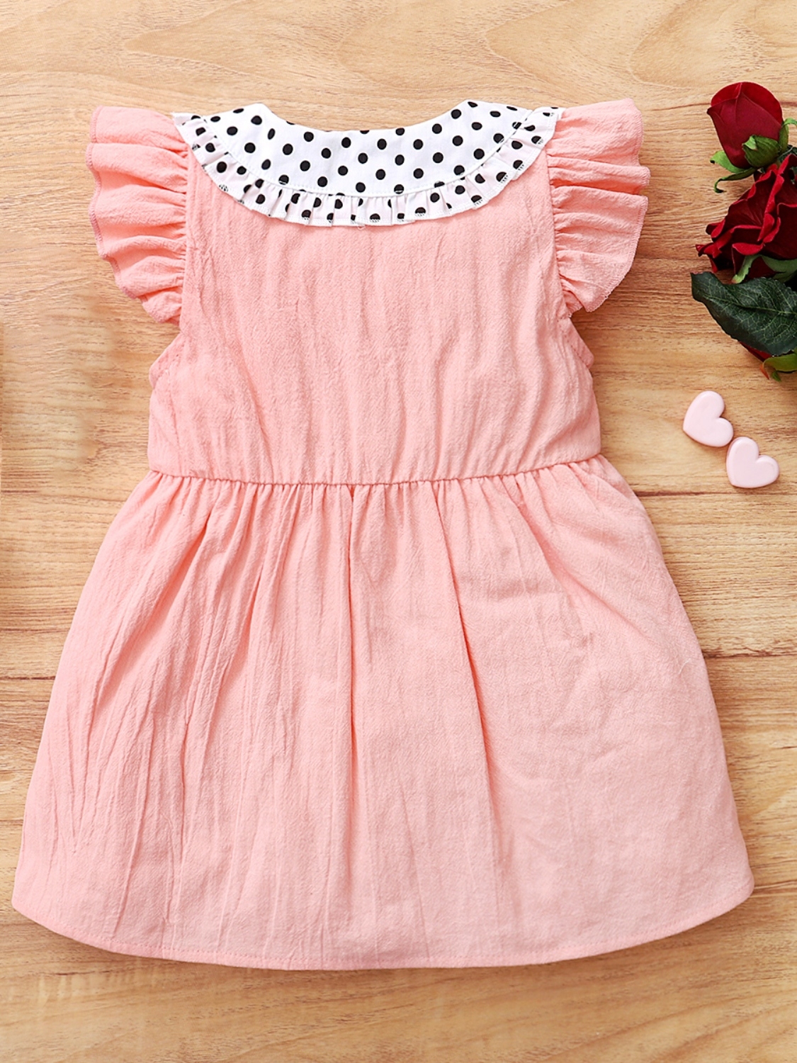 Children's Bow Peter Pan Collar Ruffle Sleeve Dress