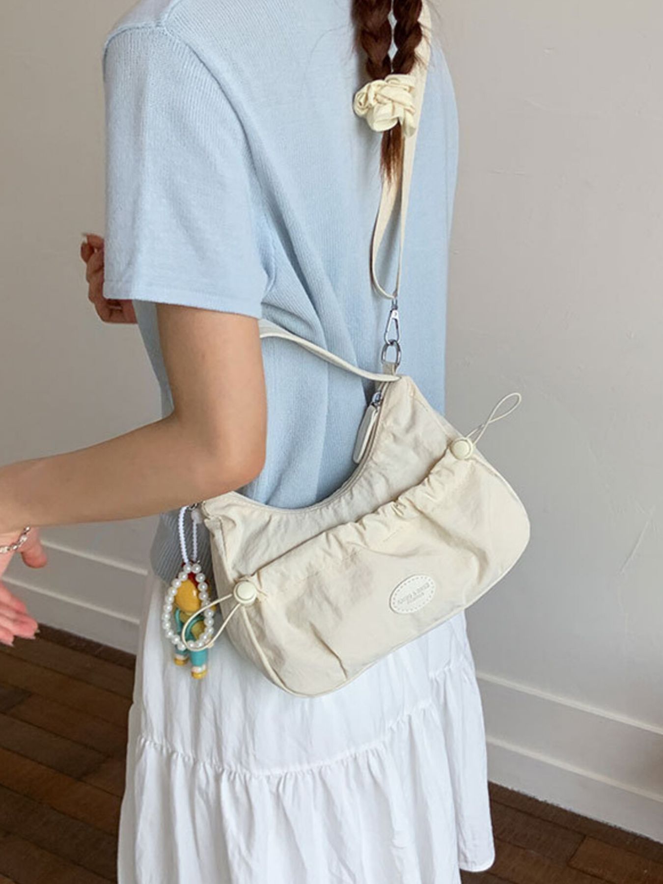 Drawstring Ruched Lightweight Crossbody Bag