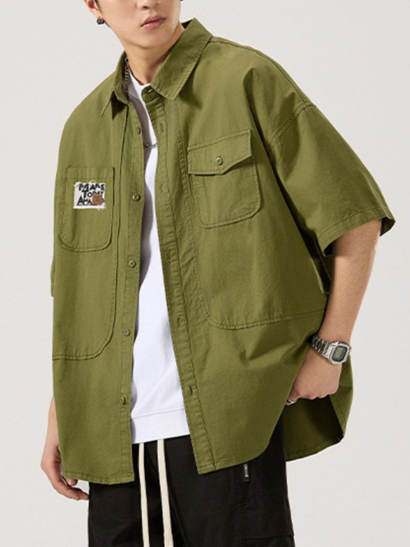 Men's Full Size Button Up Short Sleeve Shirt Plus Size