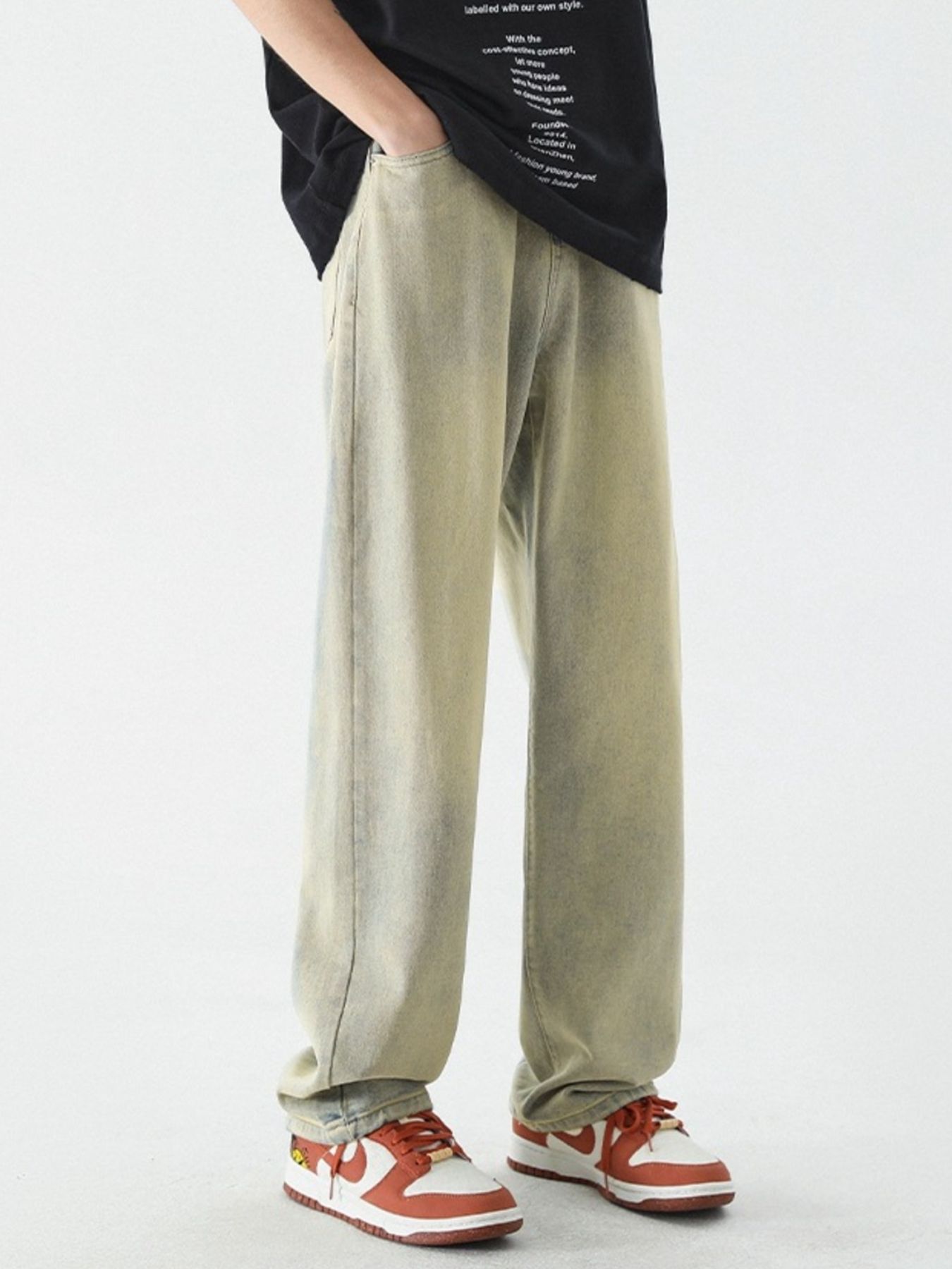 Men's Full Size Vintage Wash Wide Leg Jeans Plus Size